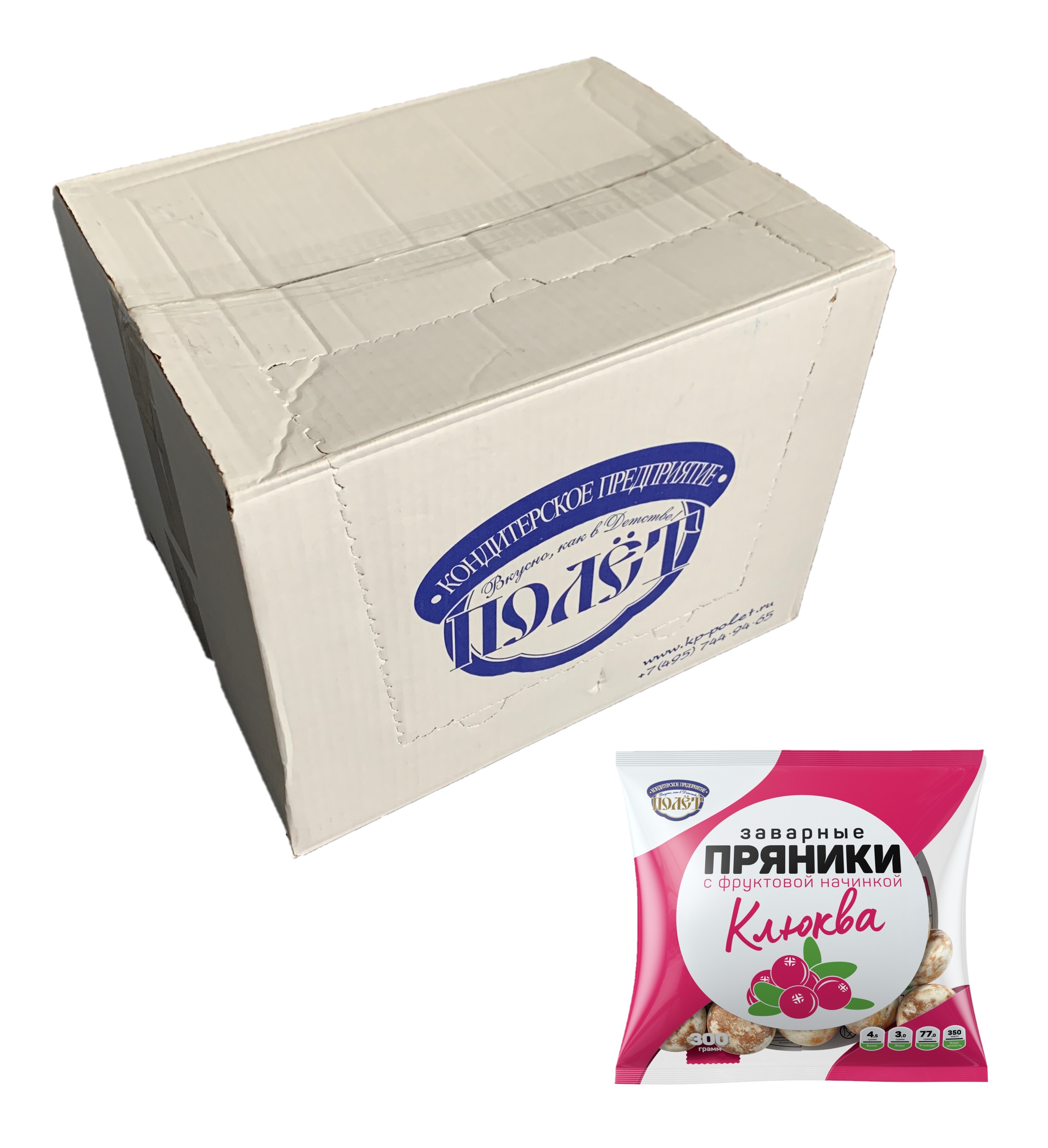 

Пряники с клюквенной начинкой заварные ПОЛЕТ, 300г х 15шт