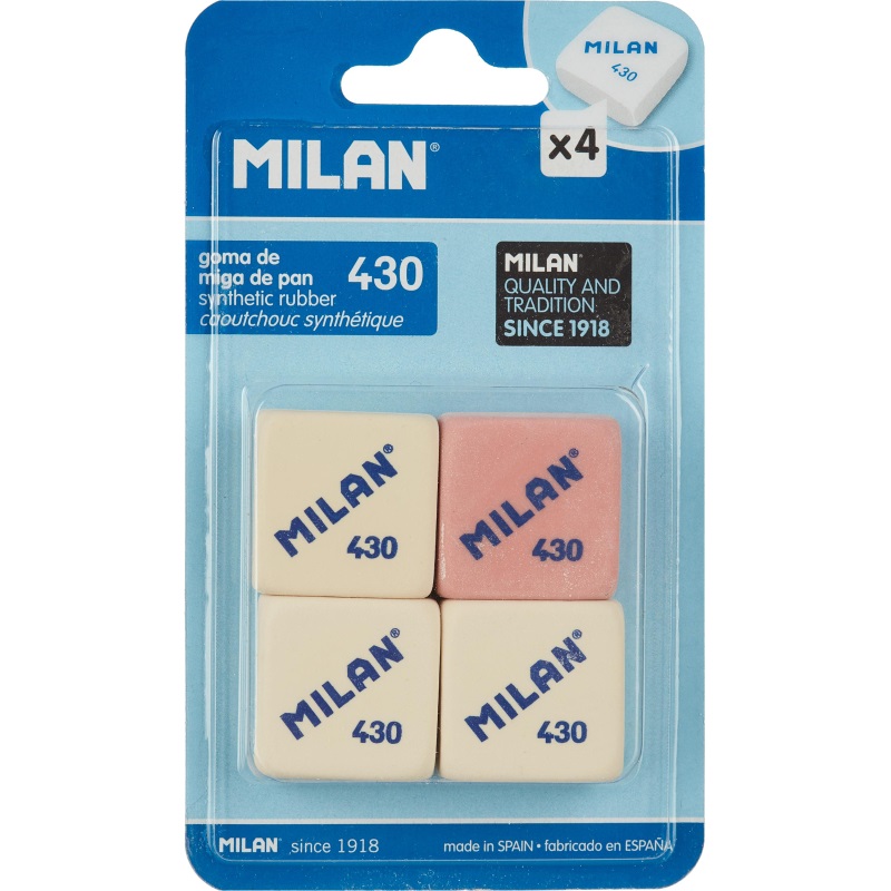 Ластик Milan 430 (прямоугольный, каучук, 49х23х9мм) 4шт., 25 уп. (BMM9215)