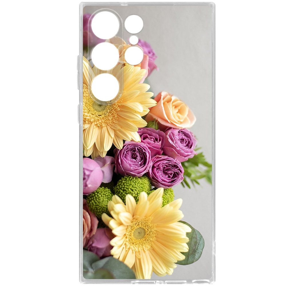 

Чехол-накладка Krutoff Clear Case Букет для Samsung Galaxy S23 Ultra, Прозрачный