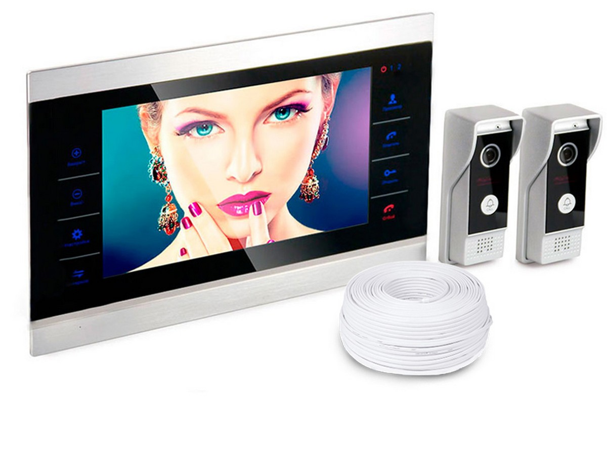Цветной видеодомофон HDcom S-104 с двумя вызывными панелями 160921883