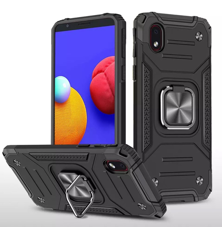 

Противоударный чехол на Samsung Galaxy A02 с кольцом держателем на палец подставкой черный, Противоударный чехол для Samsung Galaxy A02