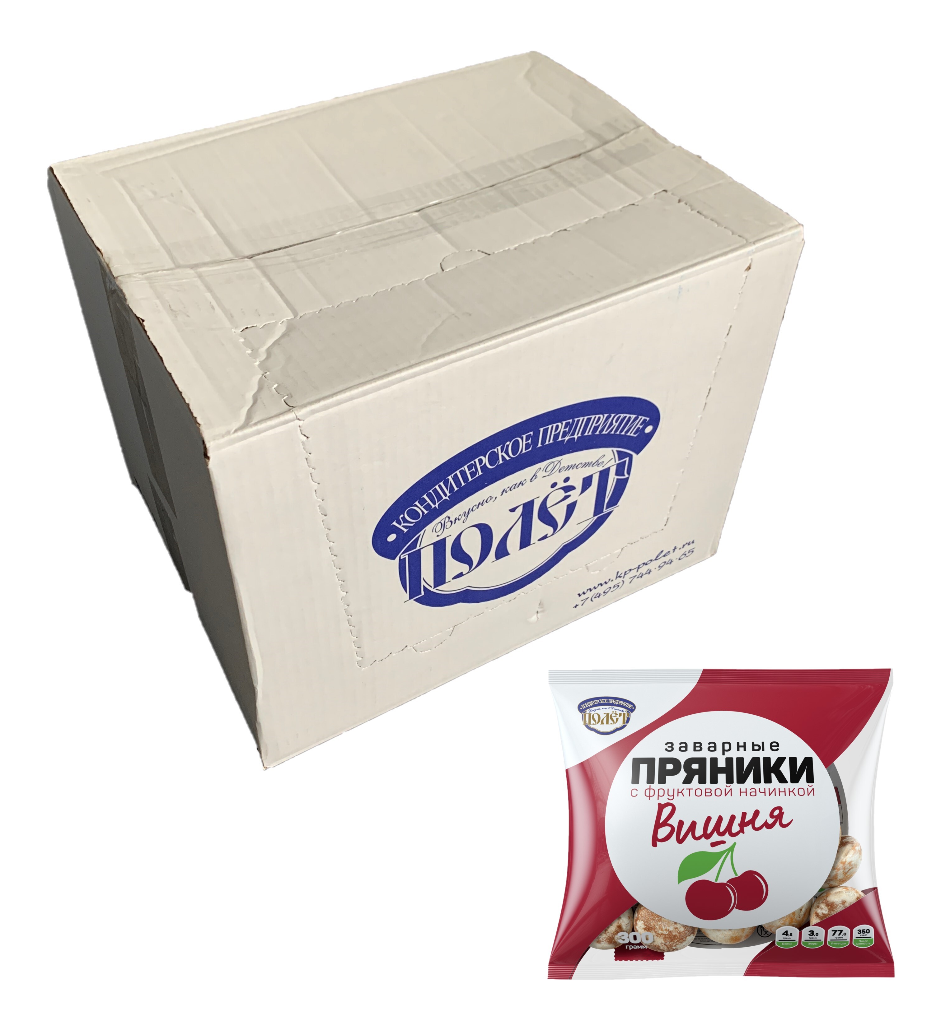 

Пряники с вишнёвой начинкой заварные ПОЛЕТ, 300г х 15шт