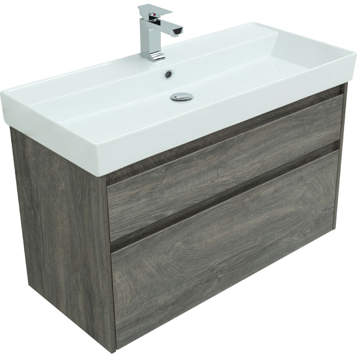 

Тумба с раковиной Aquanet Nova Lite 100 242582+242907 дуб рошелье, Серый