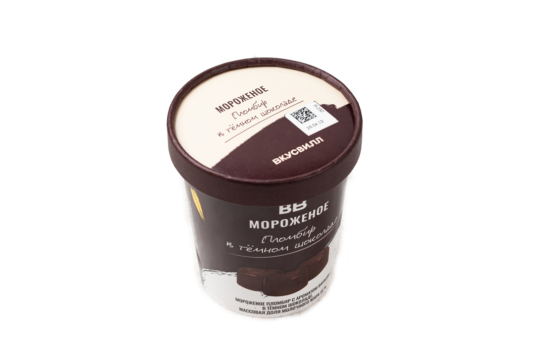 

Мороженое пломбир ВкусВилл в темном шоколаде 120 г