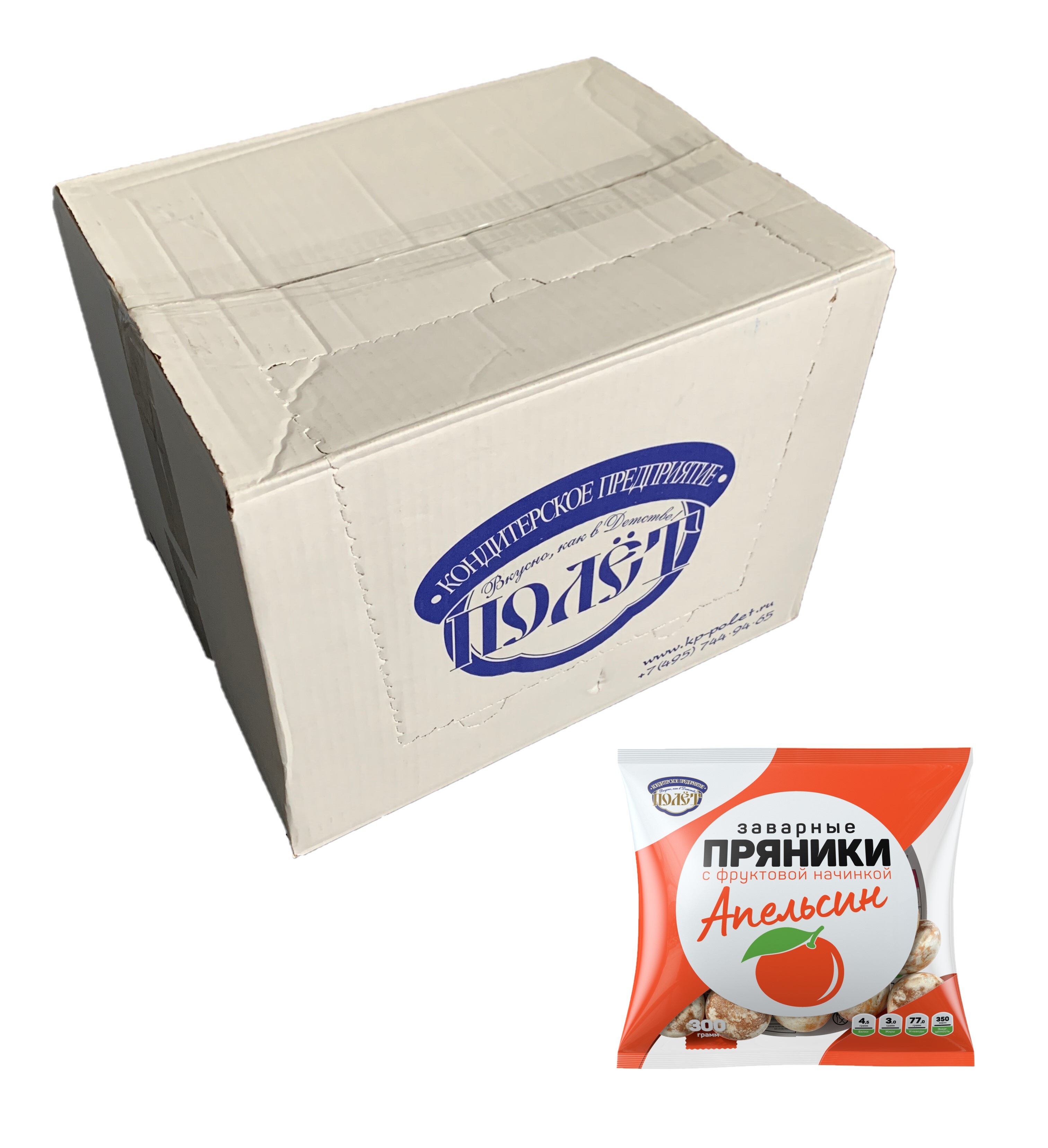 

Пряники с апельсиновой начинкой заварные ПОЛЕТ, 300г х 15шт