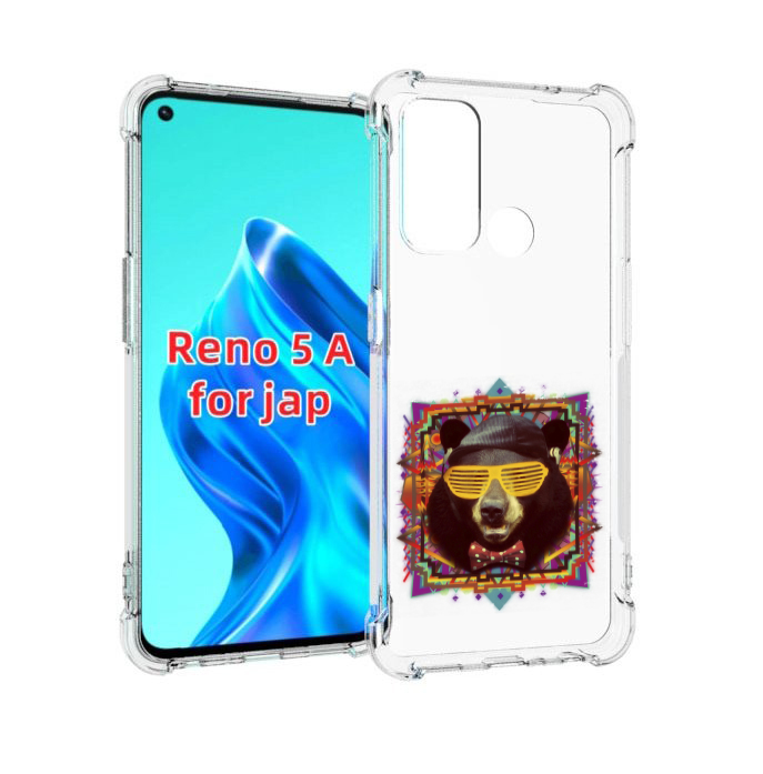 

Чехол MyPads Медведь в очках для Oppo Reno 5A, Прозрачный, Tocco