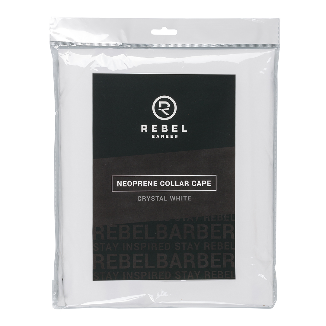 Парикмахерский пеньюар с неопреновым воротником REBEL BARBER Crystal White