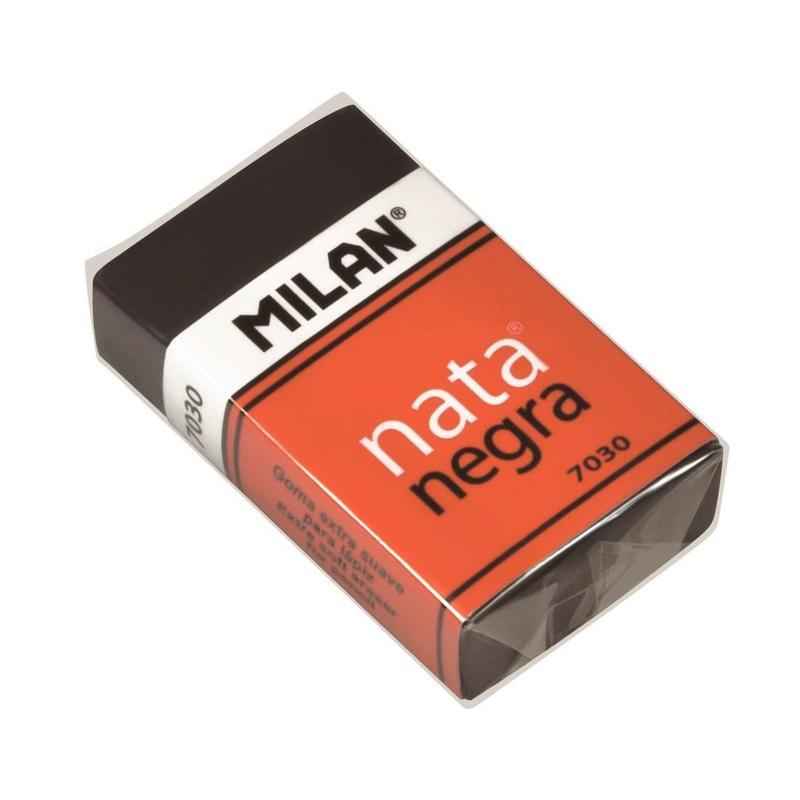 Ластик Milan Nata Negra 7030 (прямоугольный, пластик, черный, 39x24x10мм) 30шт