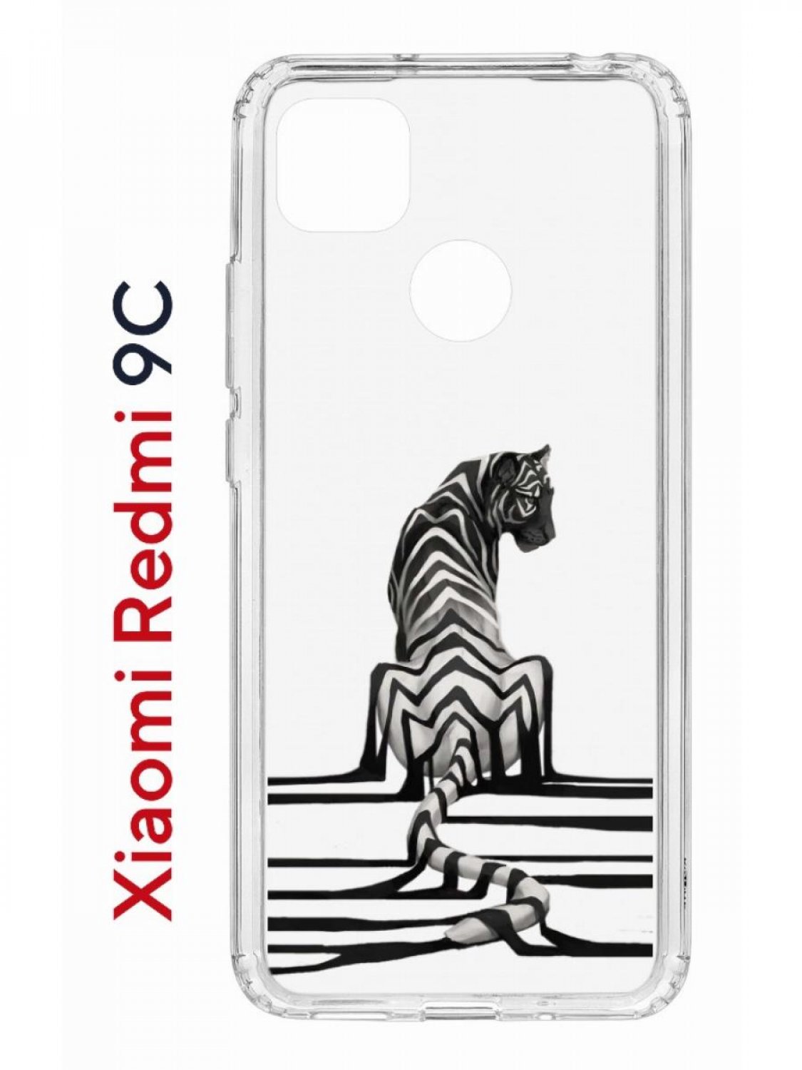 

Чехол на Redmi 9C с принтом Kruche Print Tiger,противоударный бампер с защитой камеры, Прозрачный;черный;белый;серый, Ксиоми Редми 9с