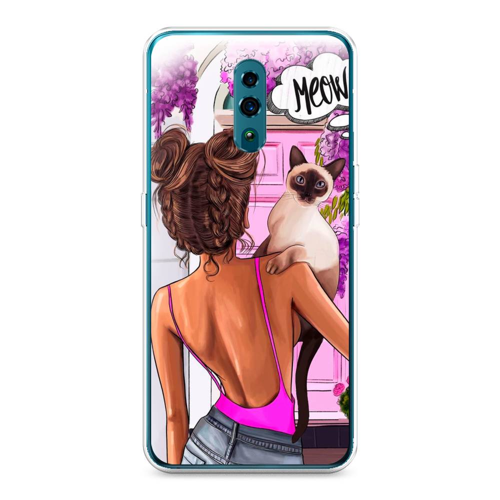 

Чехол Awog на Oppo Reno "Девушка с кошкой", Разноцветный, 250750-7