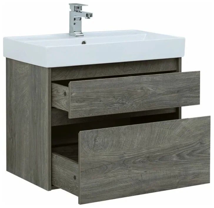 

Тумба с раковиной Aquanet Nova Lite 75 242273+242338 дуб рошелье, Серый