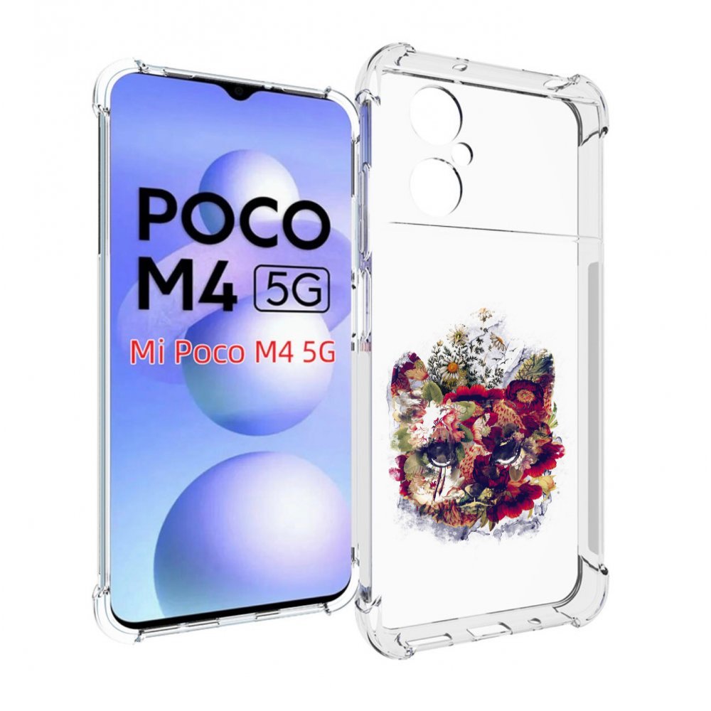 

Чехол MyPads Лиса в цветах-2 для Xiaomi Poco M4 5G, Прозрачный, Tocco