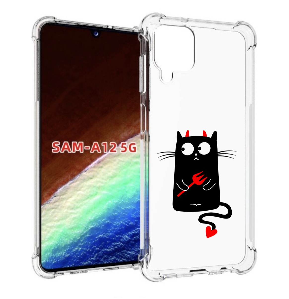 

Чехол MyPads Кот демон для Samsung Galaxy A12 (SM-A125F) 2020/21/A12 Nacho SM-A127F, Прозрачный, Tocco