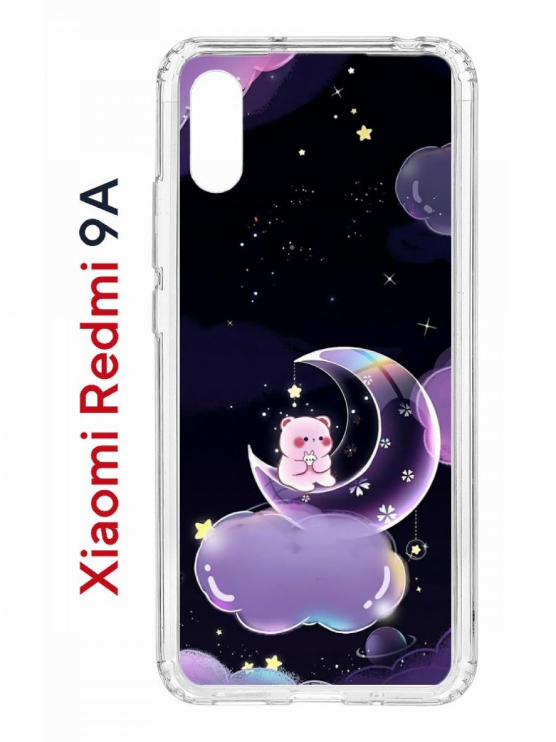 Чехол на Redmi 9A Kruche Print Сон медвежонка,противоударный бампер,с защитой камеры