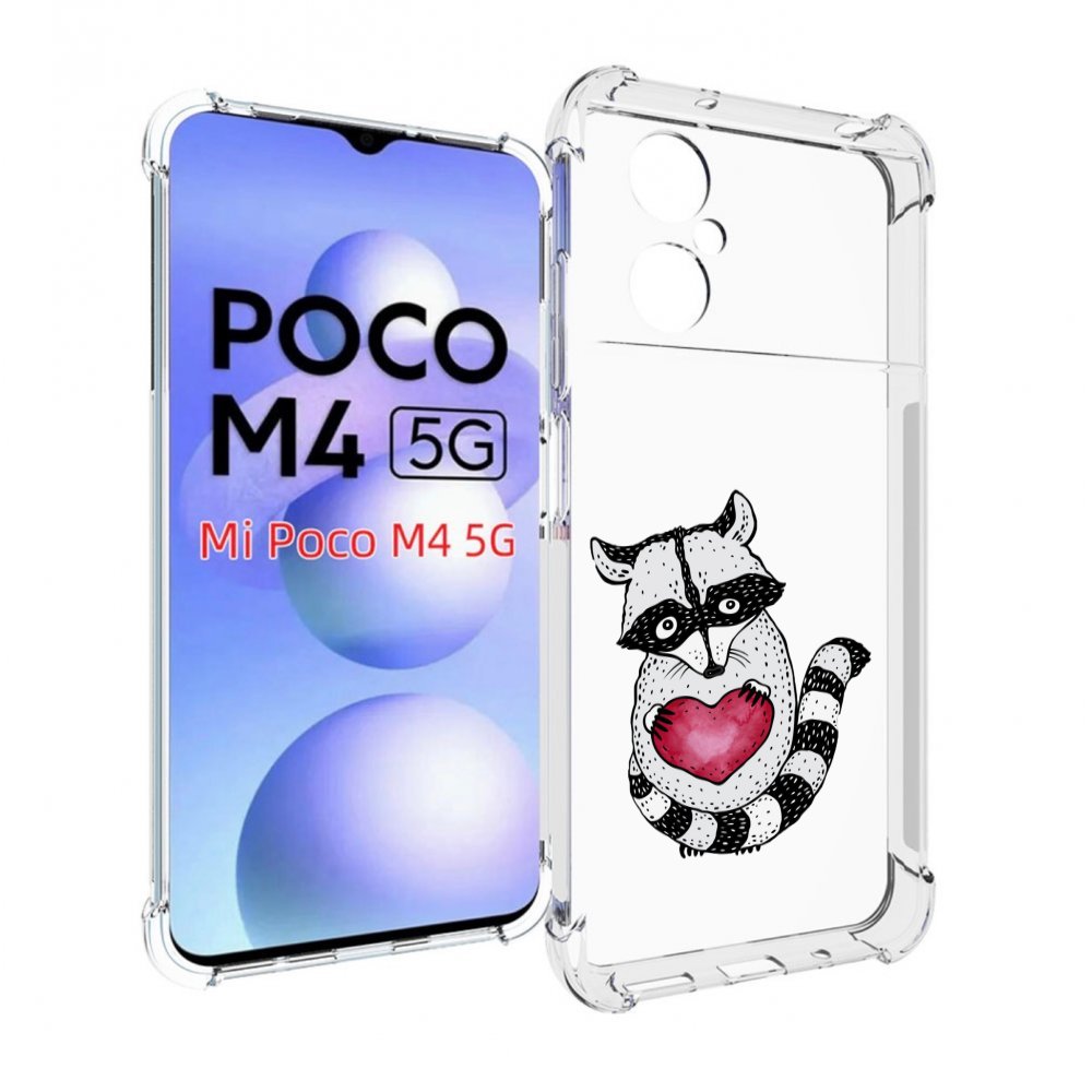 

Чехол MyPads Енот с сердечком для Xiaomi Poco M4 5G, Прозрачный, Tocco