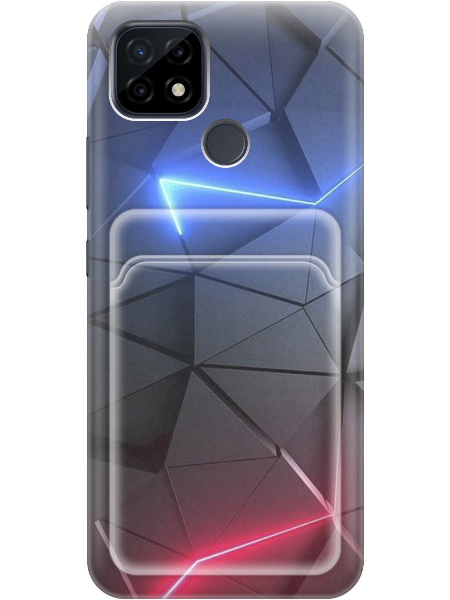 

Силиконовый чехол на realme C21 с рисунком "Графитовые грани", Серый;синий, 20012037
