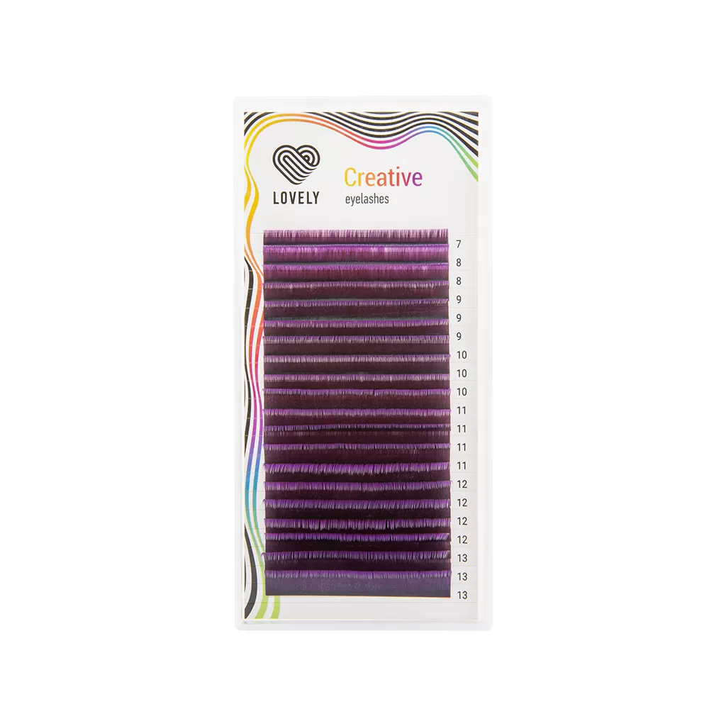 Ресницы Lovely двухтоновые фиолетовые C+ 0.07 7-13 мм