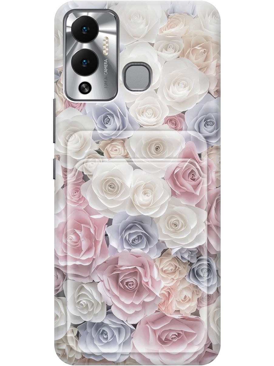 

Силиконовый чехол на Infinix Hot 12 Play NFC с рисунком "Пастельные розы", Белый;розовый;серый, 20011988