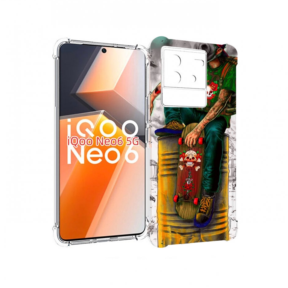 

Чехол MyPads скейтер в противогазе для Vivo iQoo Neo 6 5G, Прозрачный, Tocco