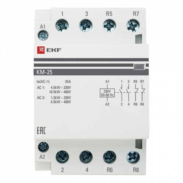 фото Контактор модульный км 25а 2nо+2nc (3 мод.) ekf proxima