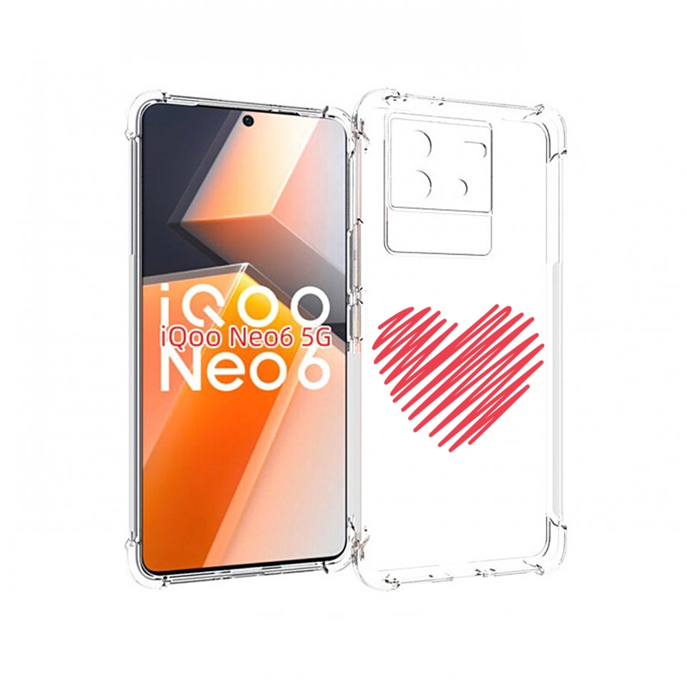 

Чехол MyPads сердечко-одной-линией для Vivo iQoo Neo 6 5G, Прозрачный, Tocco