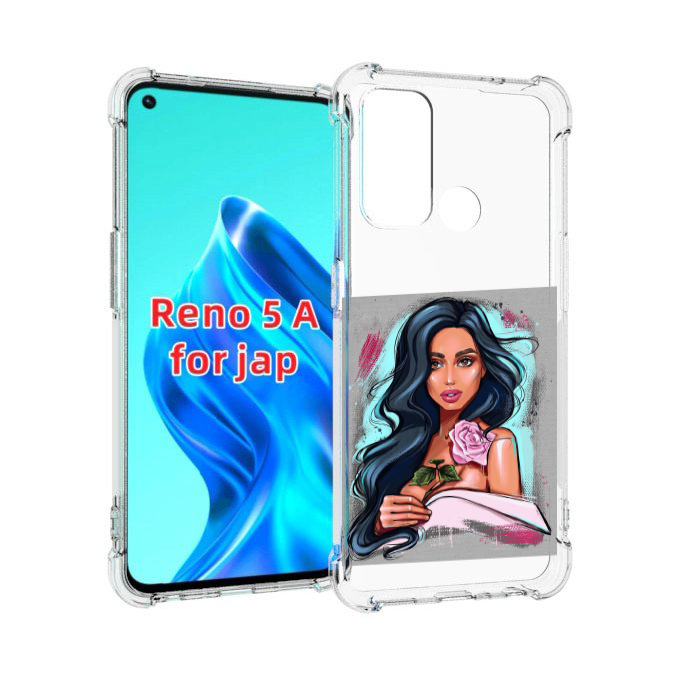 

Чехол MyPads Девушка-с-розовой-розочкой женский для Oppo Reno 5A, Прозрачный, Tocco