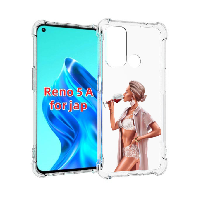 

Чехол MyPads Девушка-с-вином женский для Oppo Reno 5A, Прозрачный, Tocco