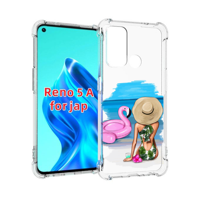

Чехол MyPads Девушка-и-фламинго женский для Oppo Reno 5A, Прозрачный, Tocco