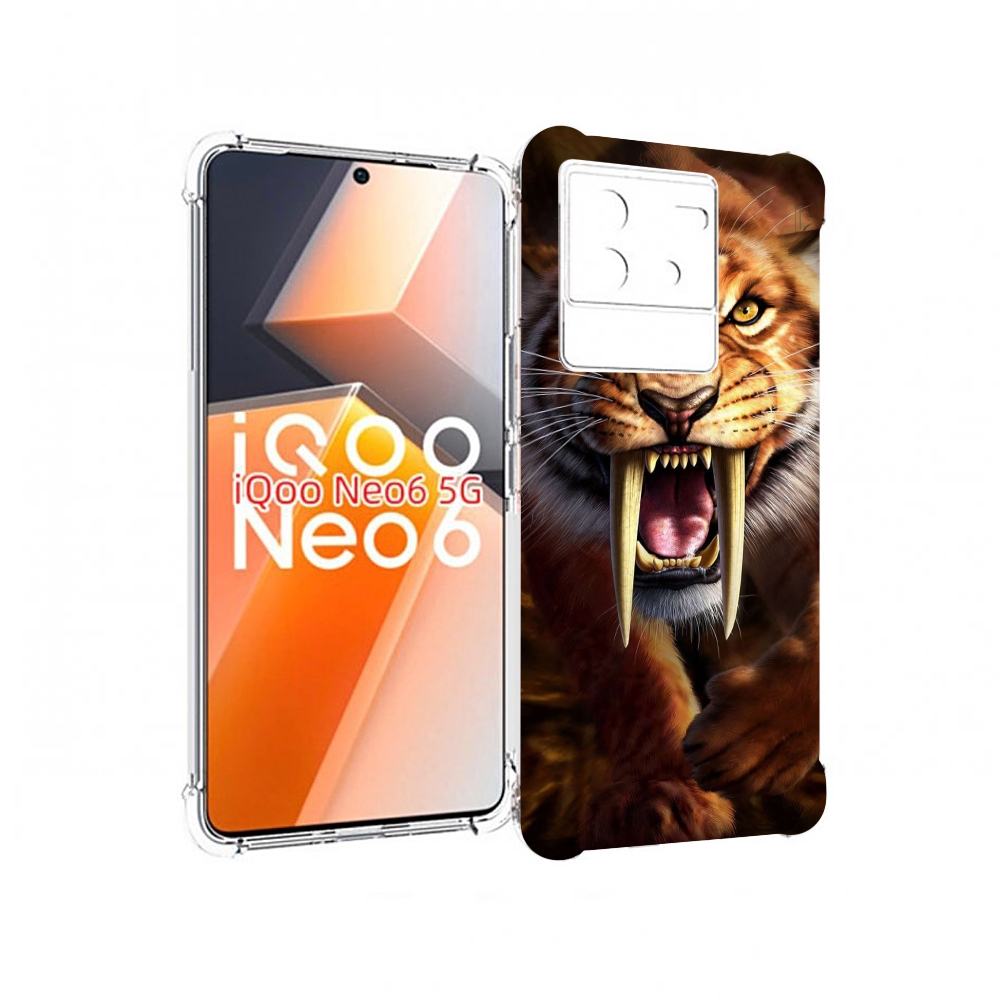

Чехол MyPads саблезубый злой тигр для Vivo iQoo Neo 6 5G, Прозрачный, Tocco