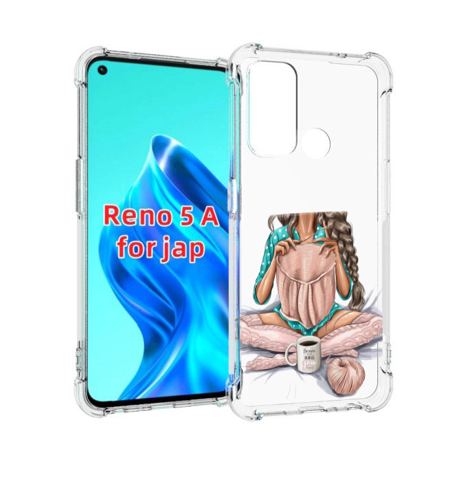

Чехол MyPads Девушка-вяжет женский для Oppo Reno 5A, Прозрачный, Tocco