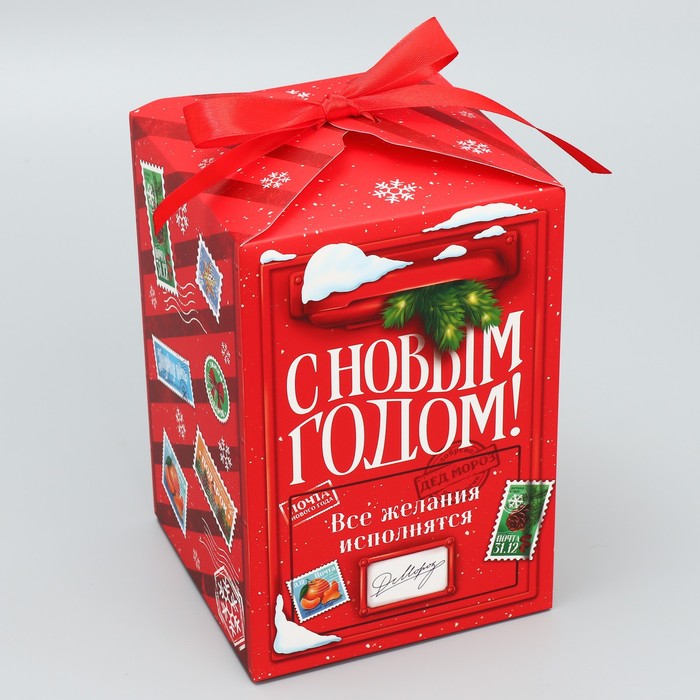 

Подарочная коробка Дарите Счастье С Новым годом 9756569, складная, почта, красная, Красный, С Новым годом