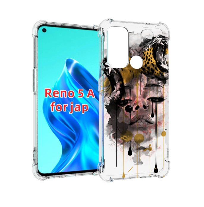 

Чехол MyPads Девушка гепард женский для Oppo Reno 5A, Прозрачный, Tocco