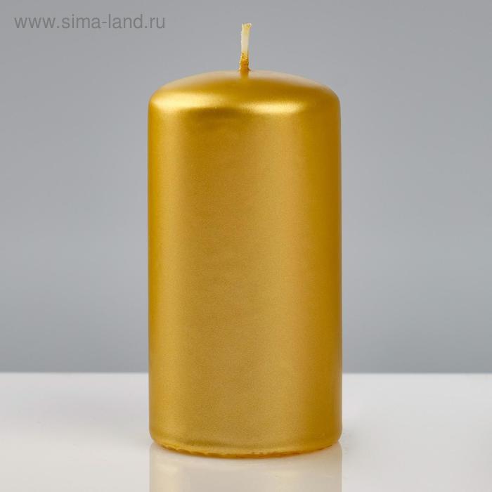 фото Свеча - цилиндр лакированная, 6×11,5 см, золотой металлик trend decor candle