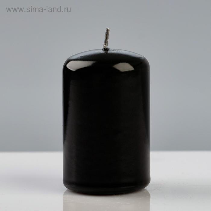 фото Свеча - цилиндр лакированная, 5×8 см, черная trend decor candle