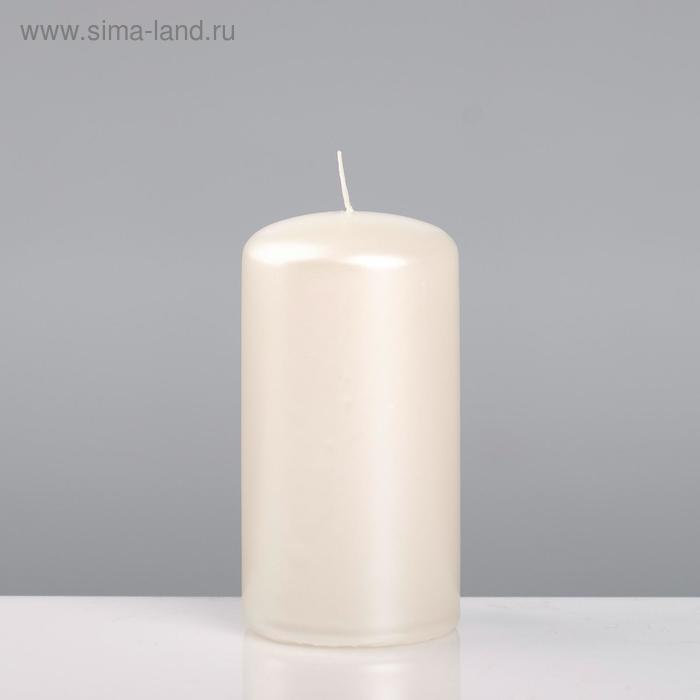 фото Свеча - цилиндр лакированная, platinum, 6×11,5 см, жемчужный белый trend decor candle