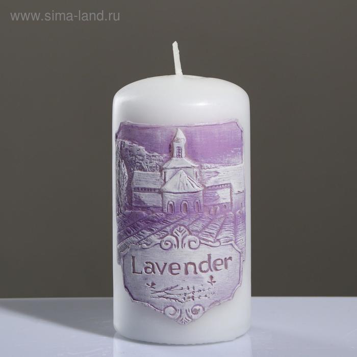 фото Свеча - цилиндр ароматическая лавандовое поле, 6×11,5 см, белый trend decor candle