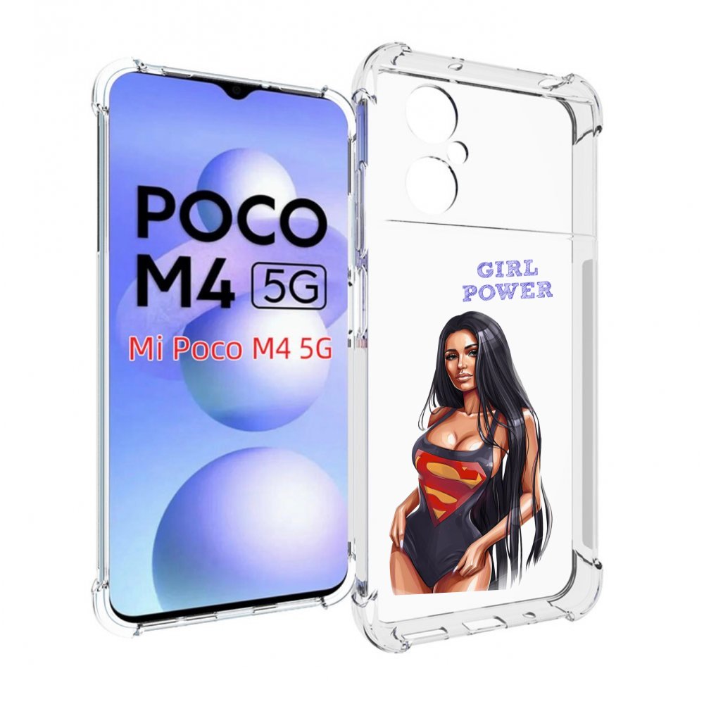 

Чехол MyPads Девушка-супермен женский для Xiaomi Poco M4 5G, Прозрачный, Tocco