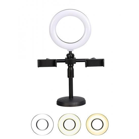 Кольцевая лампа для макияжа с 2 держателями для телефона Live Light Holder WS-868