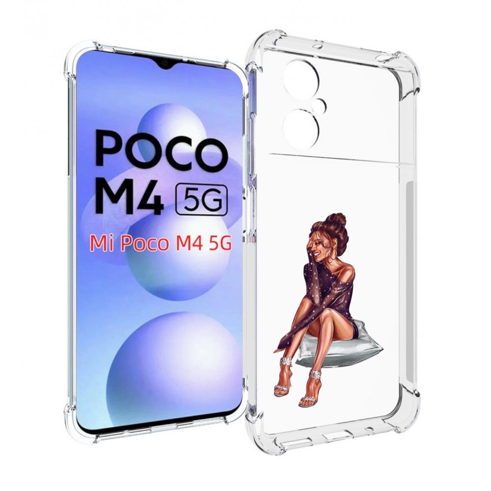 

Чехол MyPads Девушка-на-подушке женский для Xiaomi Poco M4 5G, Прозрачный, Tocco