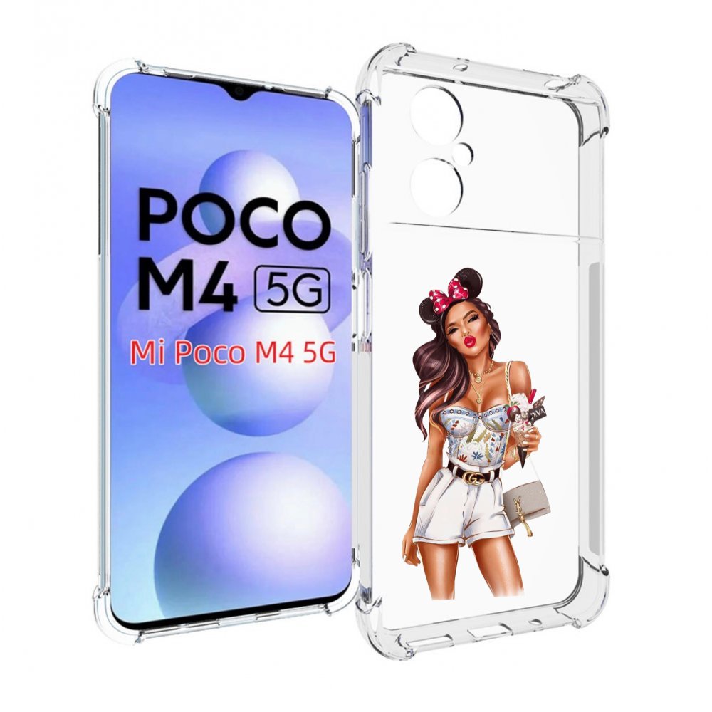 

Чехол MyPads Девушка-микки для Xiaomi Poco M4 5G, Прозрачный, Tocco
