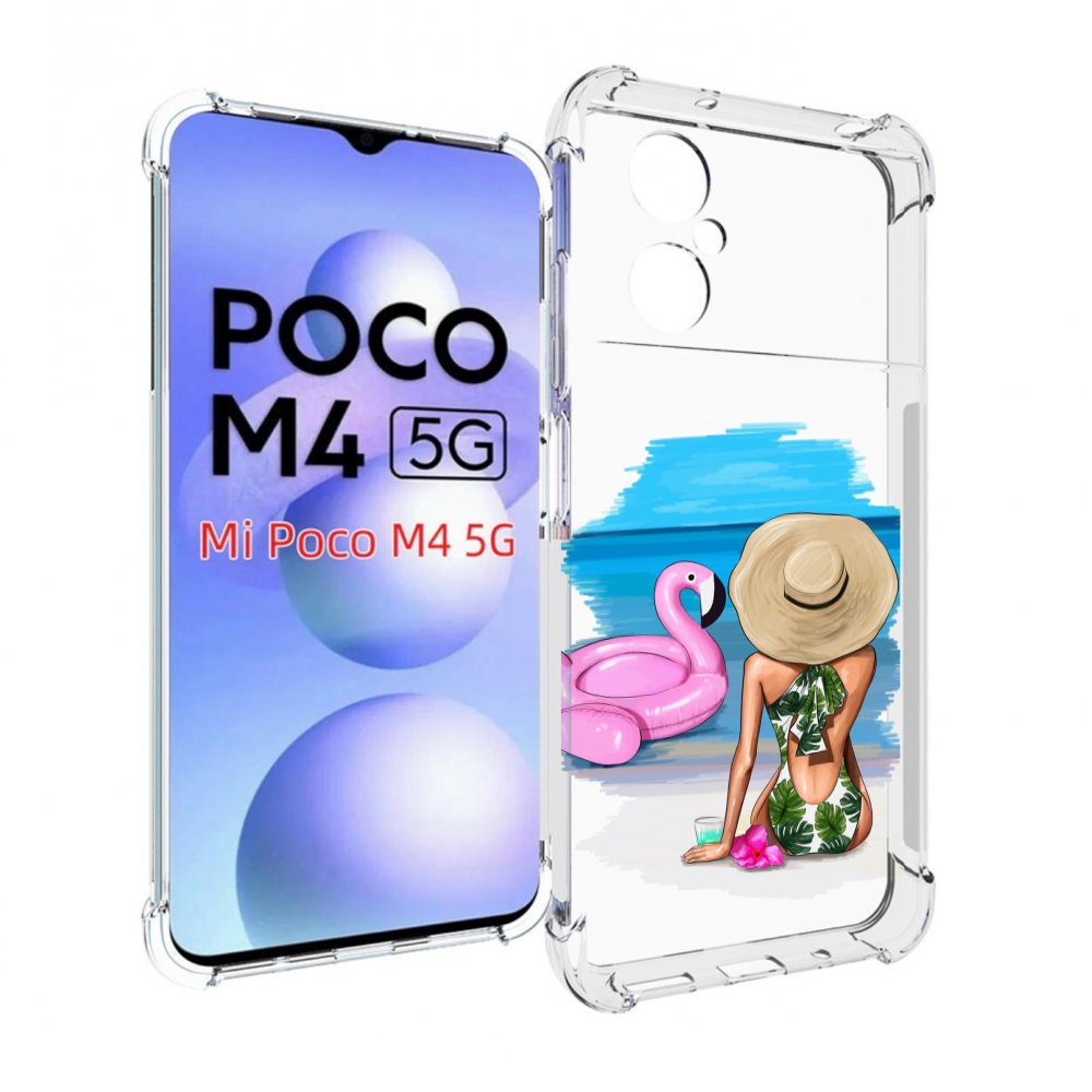 

Чехол MyPads Девушка-и-фламинго женский для Xiaomi Poco M4 5G, Прозрачный, Tocco