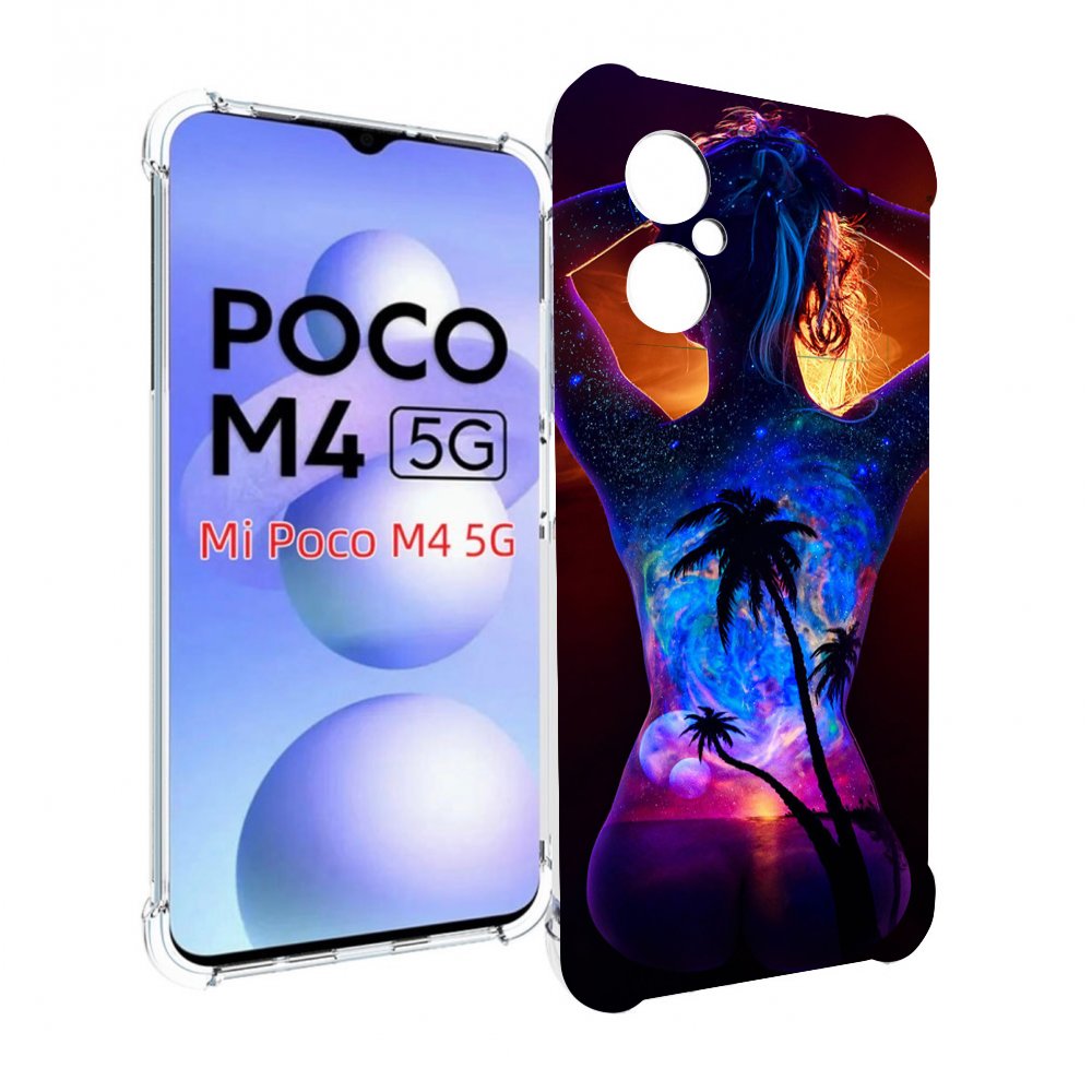 

Чехол MyPads Девушка-и-пальмы женский для Xiaomi Poco M4 5G, Прозрачный, Tocco