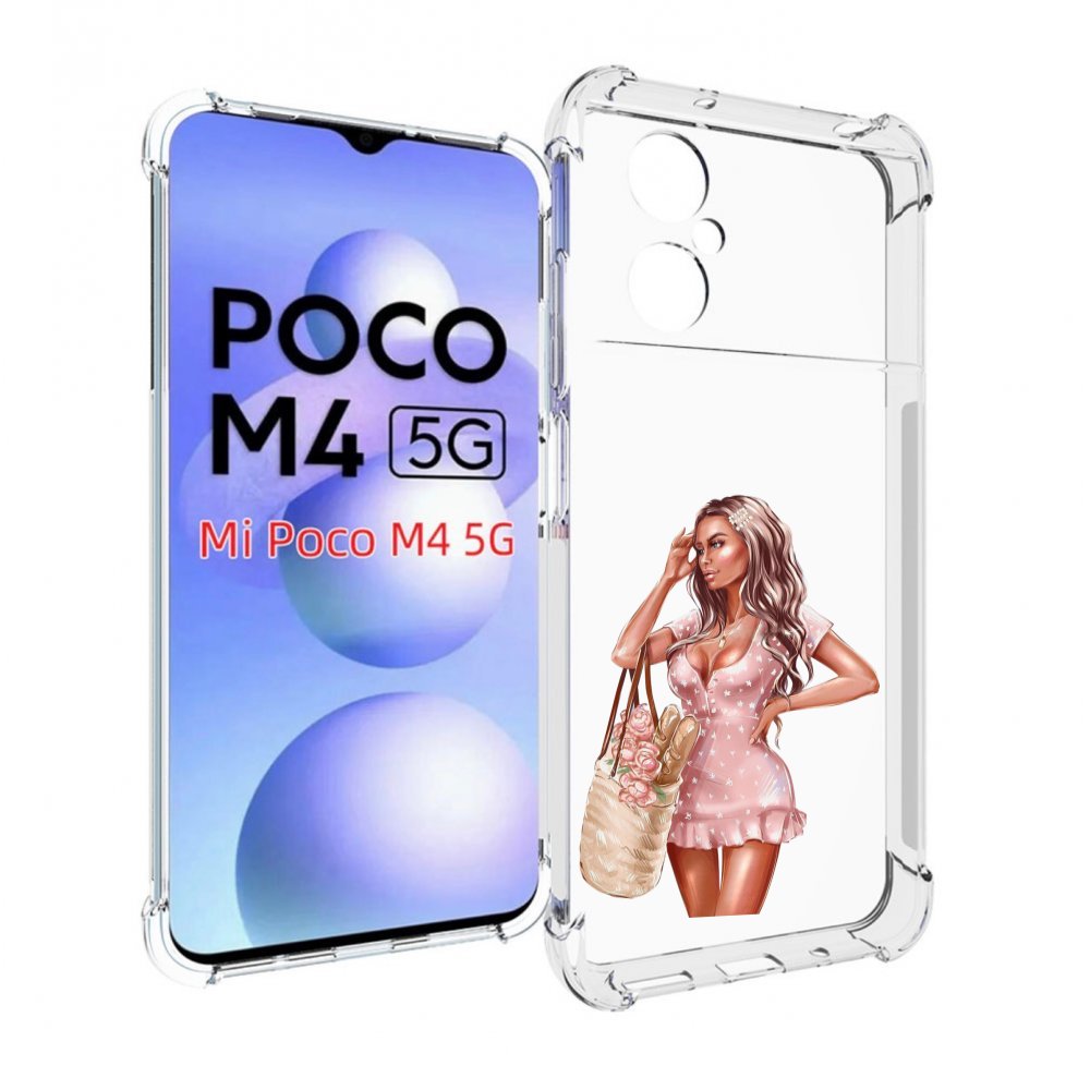 

Чехол MyPads Девушка-в-мини-платье женский для Xiaomi Poco M4 5G, Прозрачный, Tocco