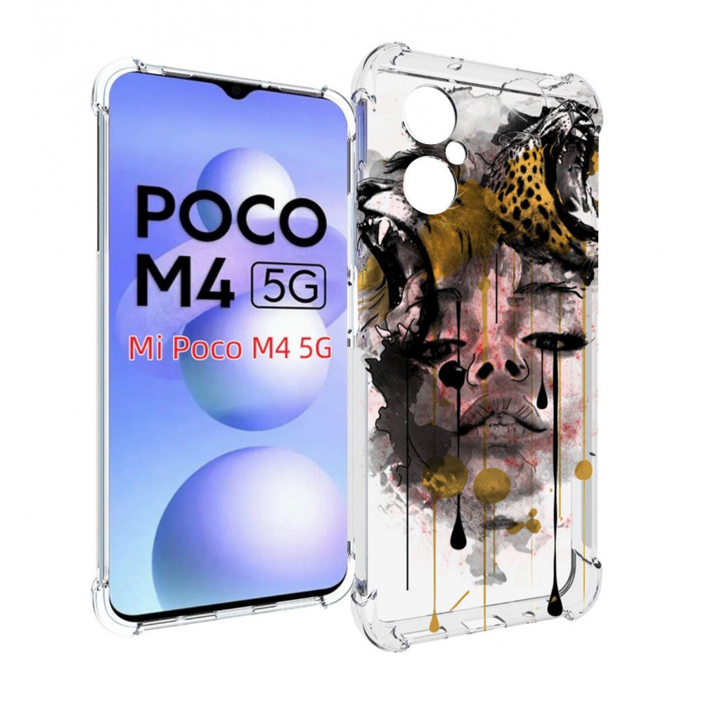 

Чехол MyPads Девушка гепард женский для Xiaomi Poco M4 5G, Прозрачный, Tocco