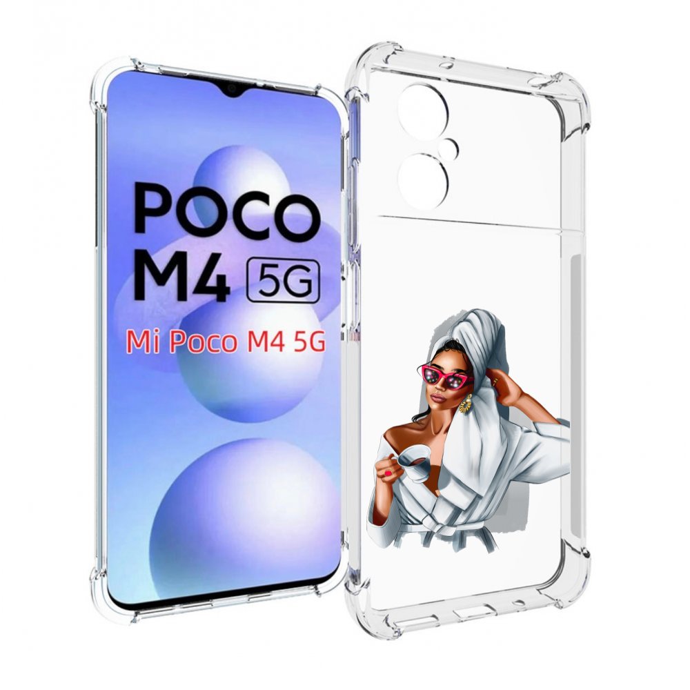 Чехол MyPads Девушка в белом халате женский для Xiaomi Poco M4 5G