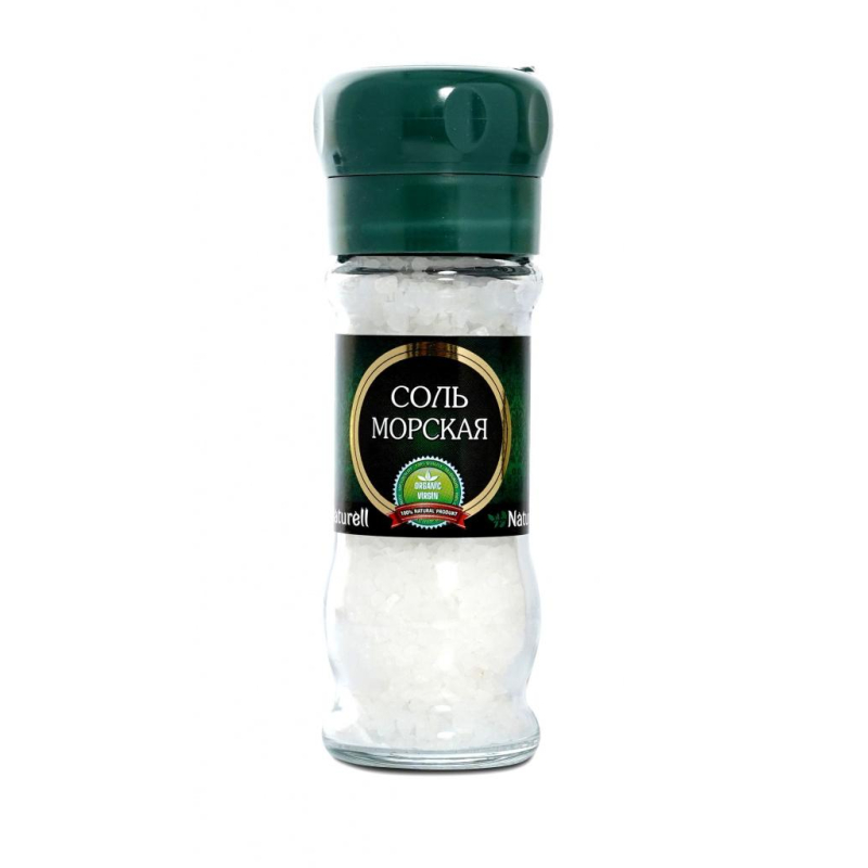 

Соль Мельница Naturell морская Высший сорт, помол 2-5 мм., 100г