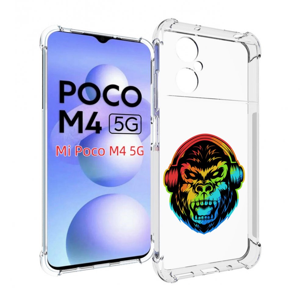 

Чехол MyPads Горилла-в-наушниках для Xiaomi Poco M4 5G, Прозрачный, Tocco