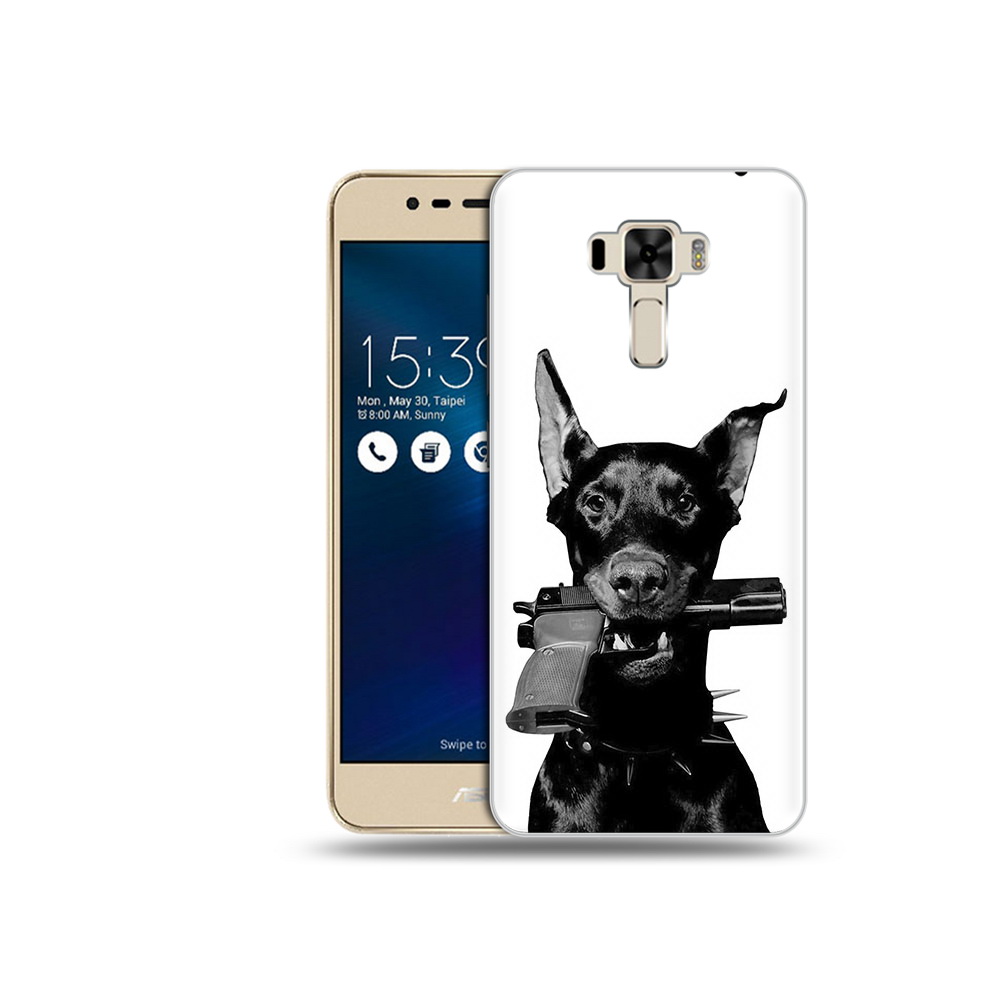 

Чехол MyPads Tocco для Asus ZenFone 3 доберман с пистолетом (PT40480.655.331), Прозрачный, Tocco