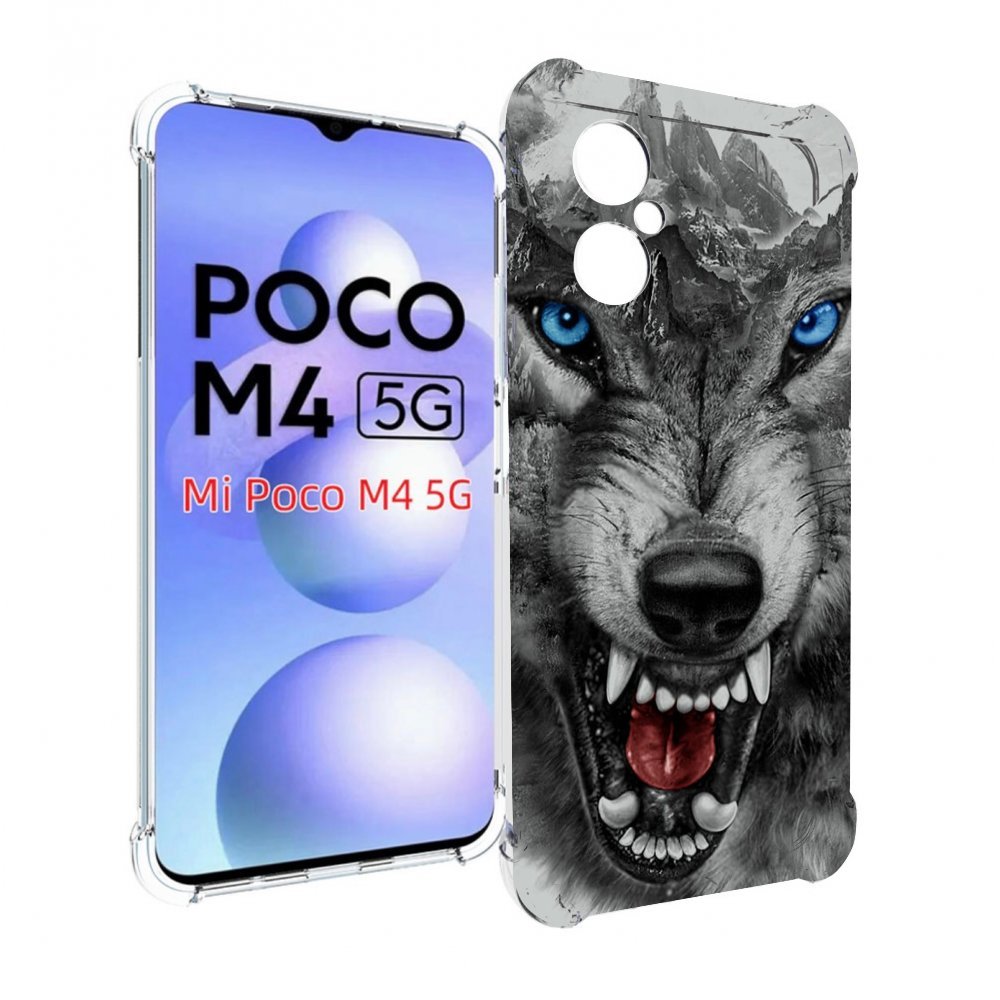 

Чехол MyPads Волк-частица мужской для Xiaomi Poco M4 5G, Прозрачный, Tocco