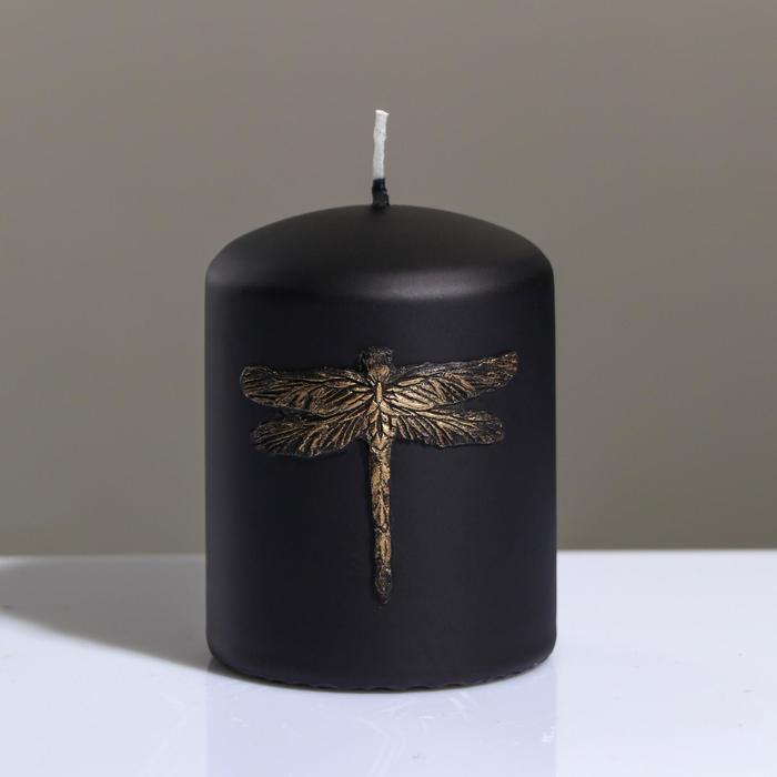 фото Свеча - цилиндр стрекоза, 7×9 см, черно-золотая trend decor candle